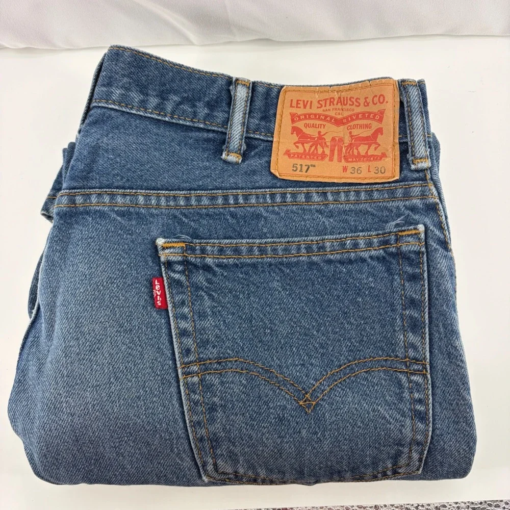 Levis 517 Mens Bootcut Jeans Blue Denim Medium Wash W36 (Fits 35x29